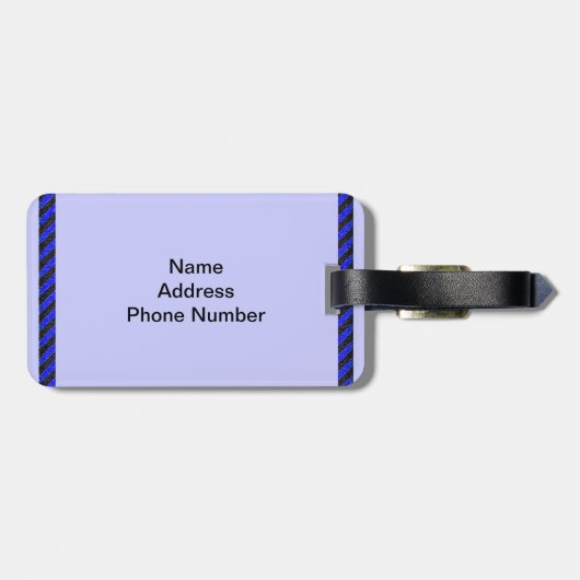 Thin Black and Blue Diagonal Stripes Bagagelabel (Achterkant horizontaal)