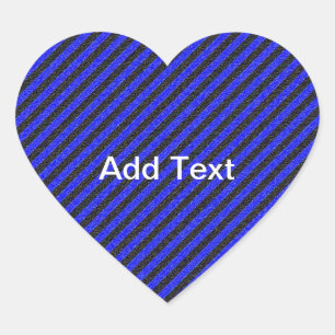 Thin Black and Blue Diagonal Stripes Hart Sticker