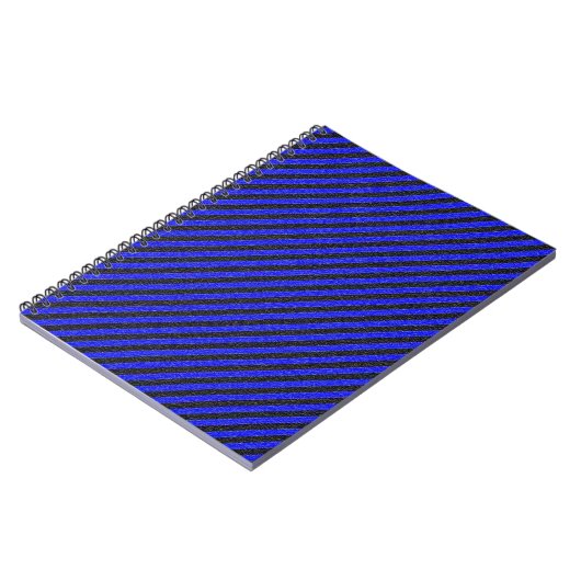 Thin Black and Blue Diagonal Stripes Notitieboek (Linkerzijde)