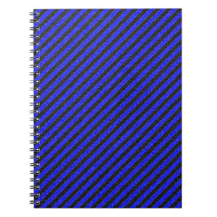 Thin Black and Blue Diagonal Stripes Notitieboek