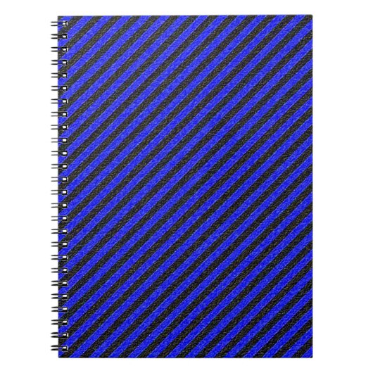 Thin Black and Blue Diagonal Stripes Notitieboek (Voorkant)