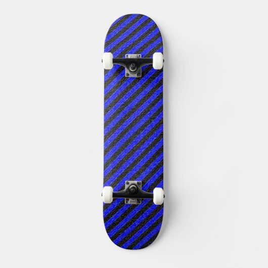 Thin Black and Blue Diagonal Stripes Persoonlijk Skateboard (Voorkant)