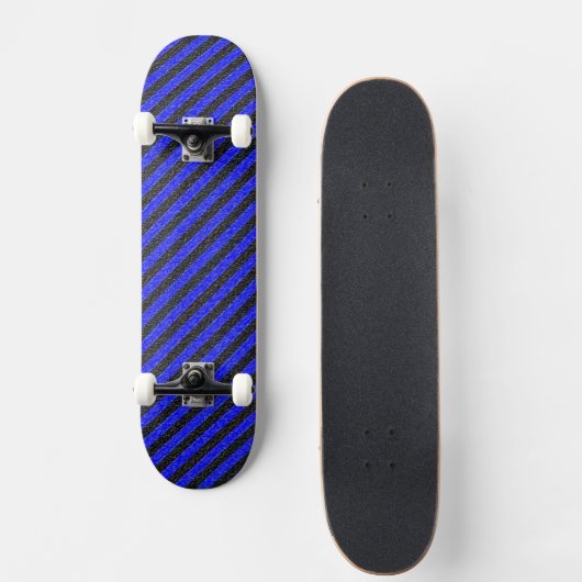 Thin Black and Blue Diagonal Stripes Persoonlijk Skateboard (Voorkant)