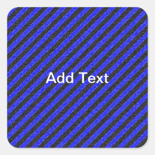 Thin Black and Blue Diagonal Stripes Vierkante Sticker