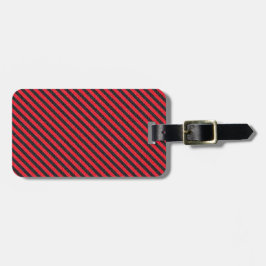 Thin Black and Red Diagonal Stripes Bagagelabel