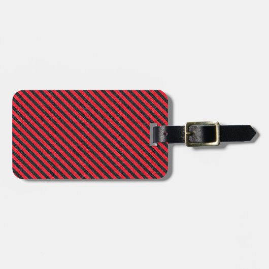 Thin Black and Red Diagonal Stripes Bagagelabel (Voorkant horizontaal)