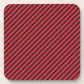 Thin Black and Red Diagonal Stripes Bier Onderzetter (Voorkant)