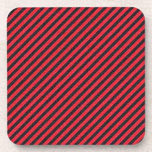 Thin Black and Red Diagonal Stripes Bier Onderzetter (Voorkant)