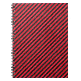 Thin Black and Red Diagonal Stripes Notitieboek