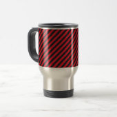 Thin Black and Red Diagonal Stripes Reisbeker (Voorkant links)