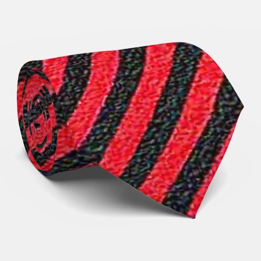 Thin Black and Red Diagonal Stripes Stropdas (Opgerold)