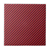 Thin Black and Red Diagonal Stripes Tegeltje (Voorkant)