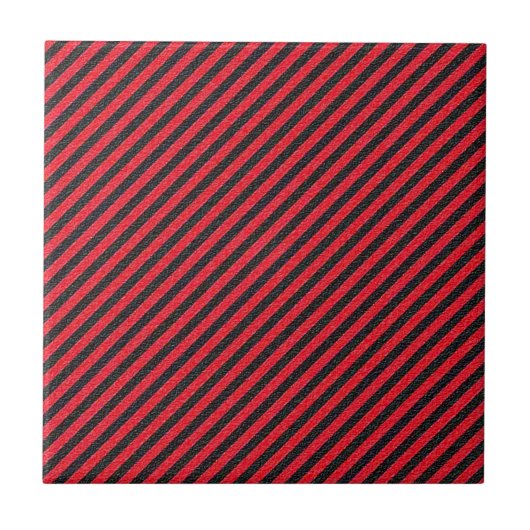 Thin Black and Red Diagonal Stripes Tegeltje (Voorkant)