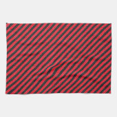 Thin Black and Red Diagonal Stripes Theedoek (Horizontaal)