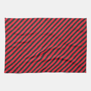 Thin Black and Red Diagonal Stripes Theedoek