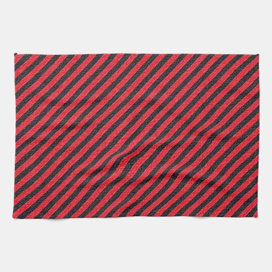 Thin Black and Red Diagonal Stripes Theedoek (Horizontaal)