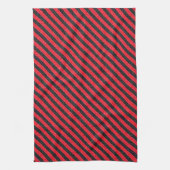 Thin Black and Red Diagonal Stripes Theedoek (Verticaal)