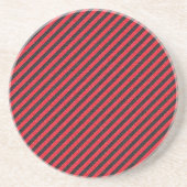 Thin Black and Red Diagonal Stripes Zandsteen Onderzetter (Voorkant)