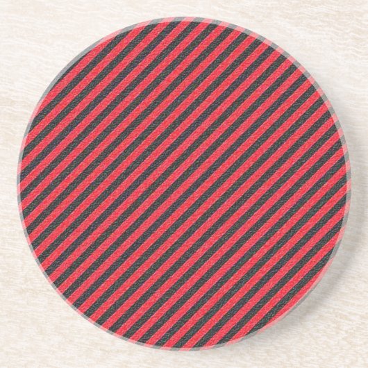 Thin Black and Red Diagonal Stripes Zandsteen Onderzetter (Voorkant)