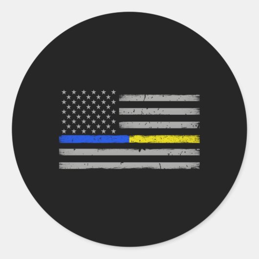 Thin Blue Gold Line Dispatcher Police Officer Ronde Sticker (Voorkant)