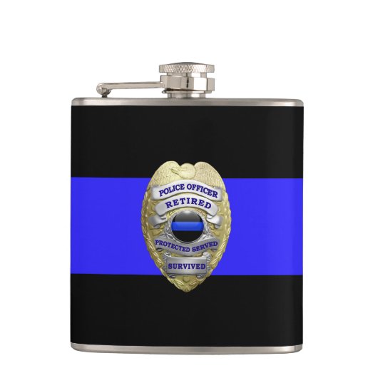 Thin Blue Line 2-Tone Gold in ruste politiesleutel Heupfles (Voorkant)
