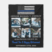 Thin Blue Line 6 Afbeelding politieman Retirement Fleece Deken (Voorkant)
