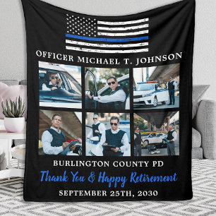 Thin Blue Line 6 Afbeelding politieman Retirement Fleece Deken