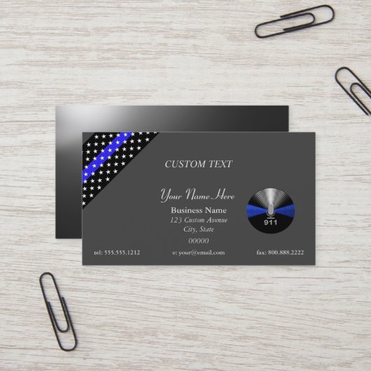 Thin Blue Line 911 Dispatcher Visitekaartje (Voorkant / Achterkant in situ)