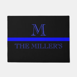 Thin blue line Aangepast monogram Deurmat