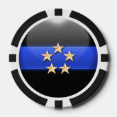 Thin Blue Line Aangepast Poker Chips (Voorkant)