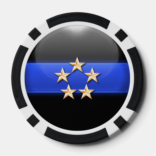 Thin Blue Line Aangepast Poker Chips (Achterkant)
