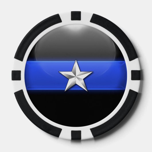 Thin Blue Line Aangepast Poker Chips (Voorkant)