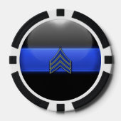 Thin Blue Line Aangepast Poker Chips (Voorkant)
