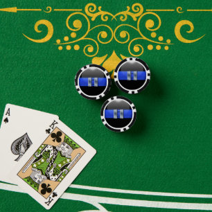 Thin Blue Line Aangepast Poker Chips