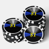 Thin Blue Line Aangepast Poker Chips (Opstapeling)