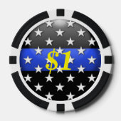 Thin Blue Line Aangepast Poker Chips (Voorkant)