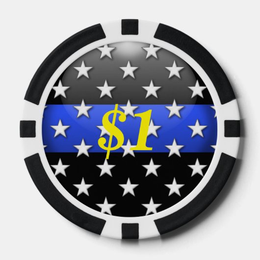 Thin Blue Line Aangepast Poker Chips (Voorkant)