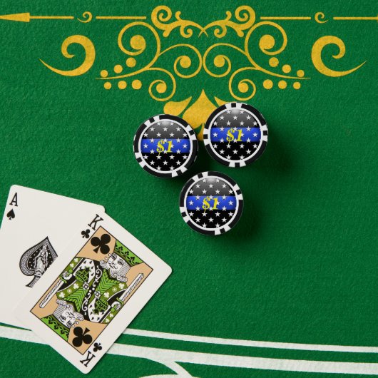 Thin Blue Line Aangepast Poker Chips (Pokertafel (Stack))