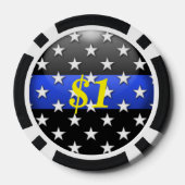 Thin Blue Line Aangepast Poker Chips (Achterkant)