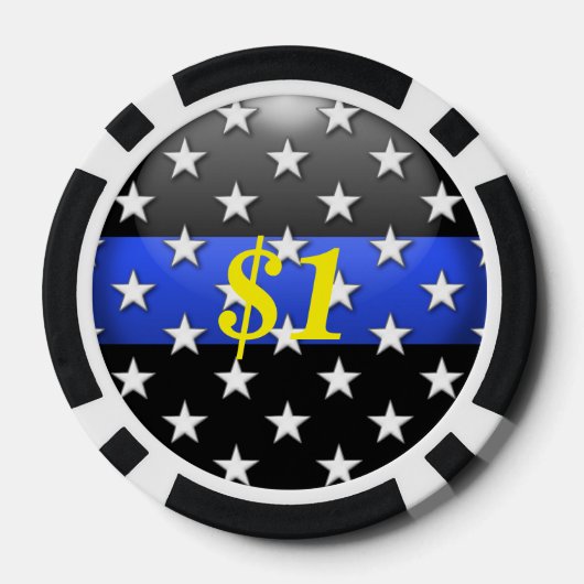 Thin Blue Line Aangepast Poker Chips (Achterkant)