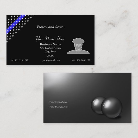 Thin Blue Line Aangepaste foto Visitekaartje (Voorkant / Achterkant)