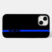 Thin Blue Line aangepaste Initialen Case-Mate iPhone Case (Achterkant (horizontaal))