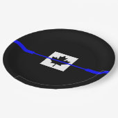 Thin Blue Line Accent on Canadian Flag Papieren Bordje (Gekanteld)