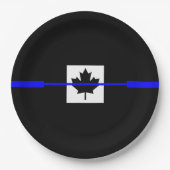 Thin Blue Line Accent on Canadian Flag Papieren Bordje (Voorkant)