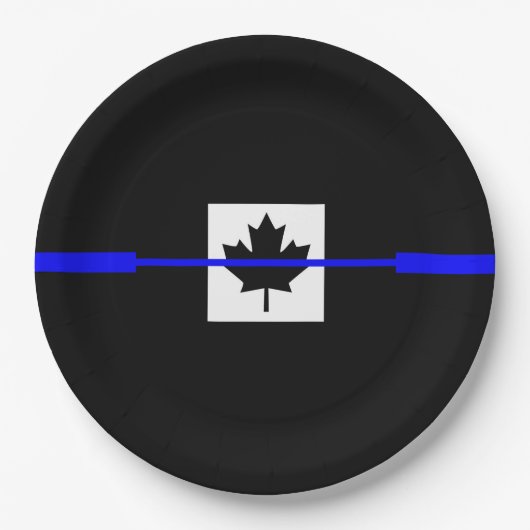 Thin Blue Line Accent on Canadian Flag Papieren Bordje (Voorkant)