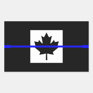 Thin Blue Line Accent on Canadian Flag Rechthoekige Sticker