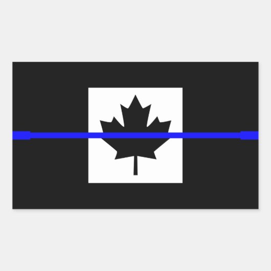 Thin Blue Line Accent on Canadian Flag Rechthoekige Sticker (Voorkant)