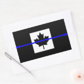 Thin Blue Line Accent on Canadian Flag Rechthoekige Sticker (Envelop)