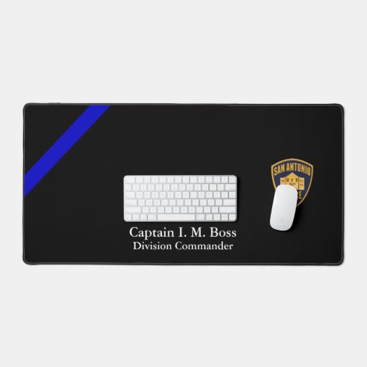 Thin Blue Line - Agency Patch Desk Name Bord Bureaumat (Keyboard & Muis)