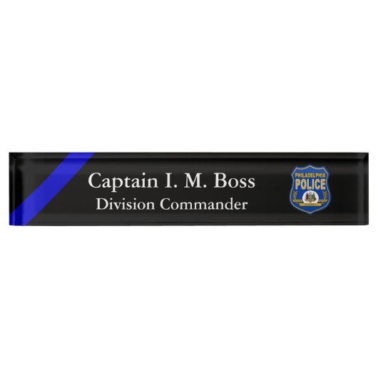 Thin Blue Line - Agency Patch Desk Name Bord Naambordje (Voorkant)